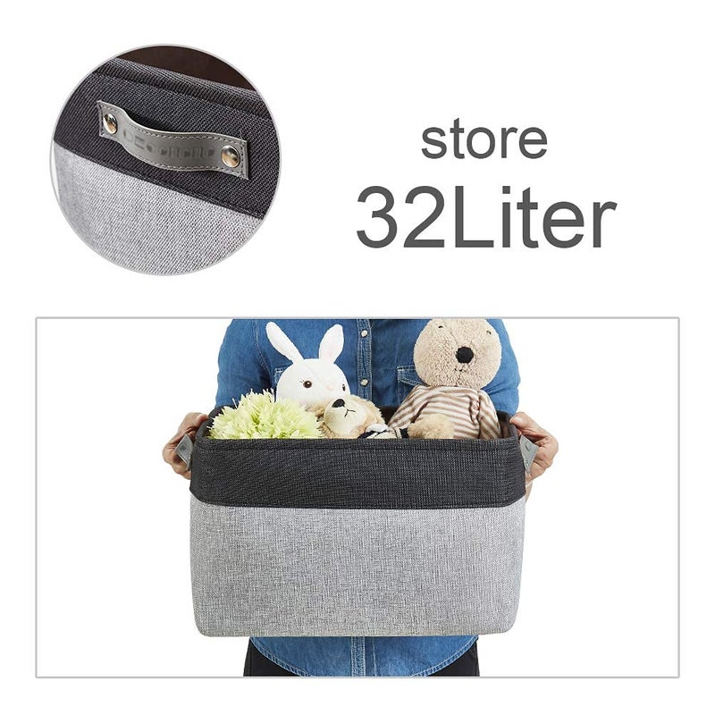 DECOMOMO Storage Baskets for Shelves - Fabric Storage Bins, Linen Closet Organizers and Storage (Grey & Black, XL - 3 Pack) - Image 4